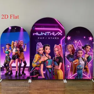 15-day 2D Flat Delivery Purple Pop Star Stage Arch Backdrop Cover Set for Concert Themed Birthday