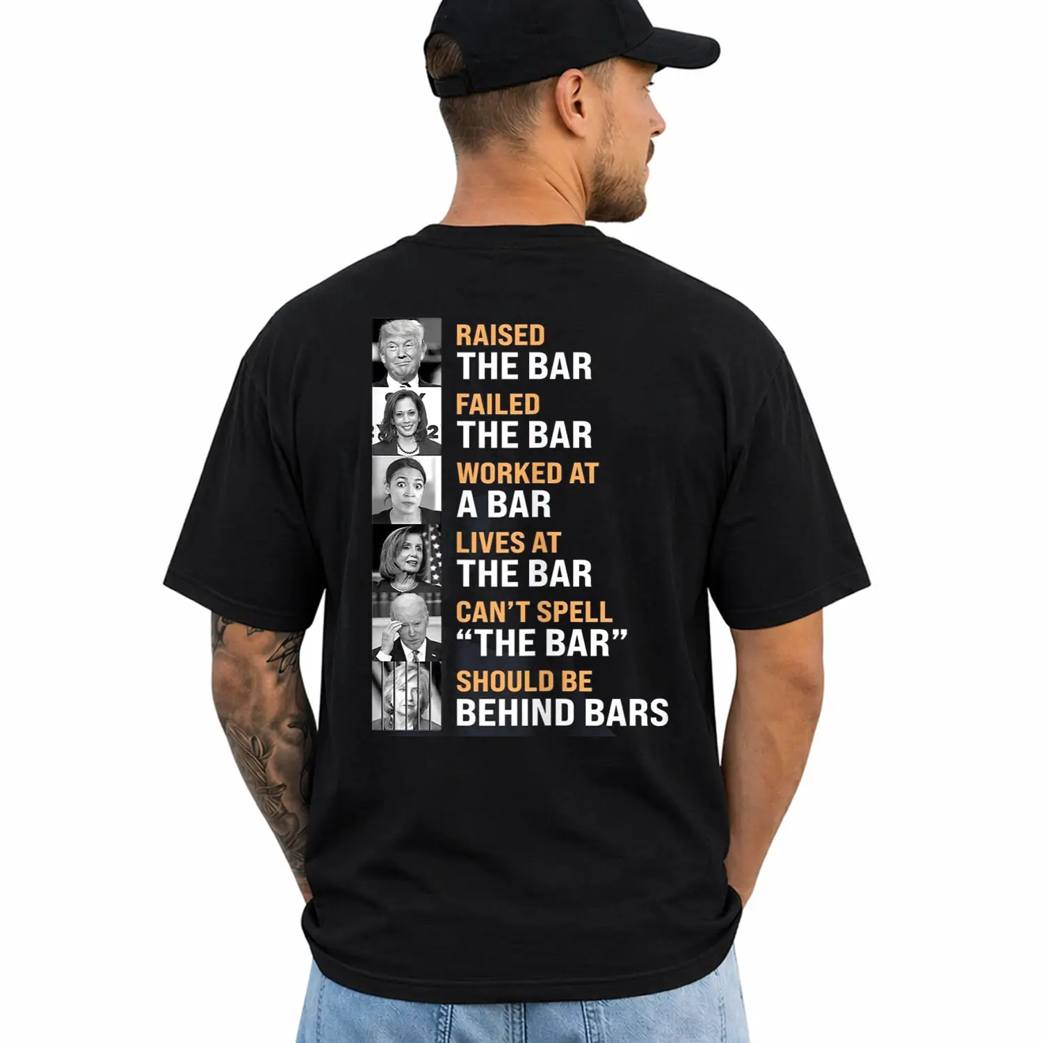 Trump Raised The Bar Harris Failed The Bar T-Shirt, Short Sleeve Printed Graphic Shirt, Daily Casual Cotton Menswear