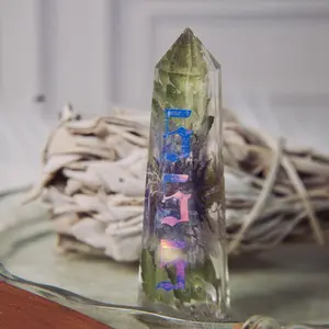 555 Flower Crystal Handmade Holographic Angel Number with Dried Cornflower & Ferns for Personal Growth and Change