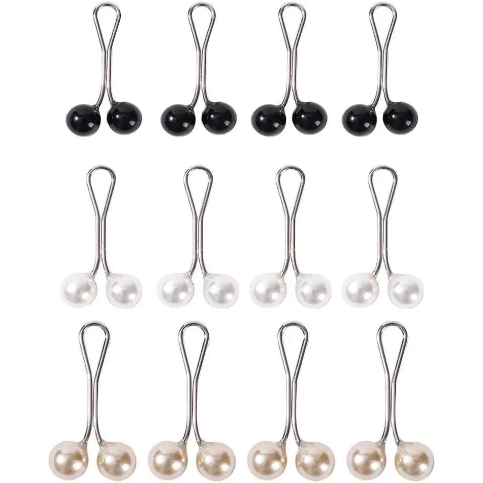 12 count Multicolor Headscarf  Pins Clips U Shape Hijab Scarf Lady Muslim Scarf Shawl Clips Scarf Brooches Pin  Accessories(Black&White&) Women's Brooches and Pins