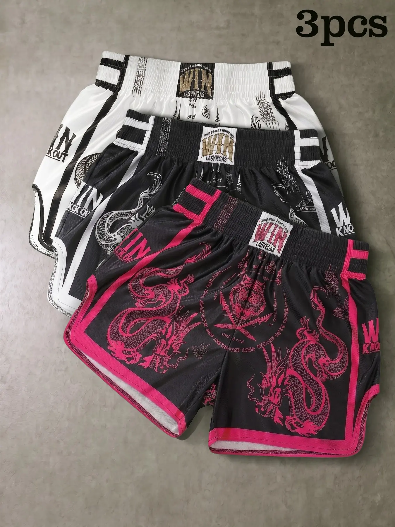 Men's Shorts Set, Elastic Waist, High Stretch, Mid Waist, Print Pattern, Dragon, Sporty Casual, Activewear, Side Slit, Hem, Ideal for Daily Wear, Gift for Partner