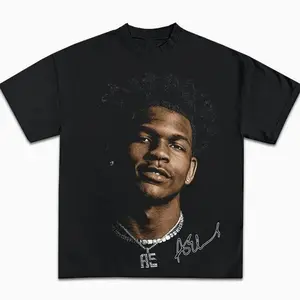 Anthony Edwards Icy Jumbo Bootleg Graphic T-Shirt, Vintage Basketball Streetwear Tee for Men and Women, Bold Oversized Player Art Print, 100% Cotton Unisex Crewneck Short Sleeve, Retro Sports Fashion Top, Hype Street Style Outfit I8F TFP