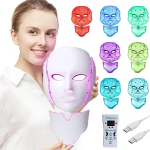 Photon Therapy 7 Color LED Mask, Facial + Neck Beauty Device, Face Tool, 7 Modes LED Light Therapy, Skincare Equipment, Facial Beauty Instrument
