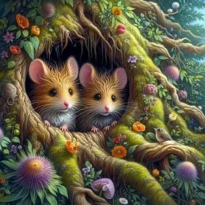 Tree Hole Mouse Pattern DIY Diamond Arts Colorful Painting Kit without Frame, DIY 5D Diamond Arts Colorful Painting for Bedroom Home Wall Decor Crafts