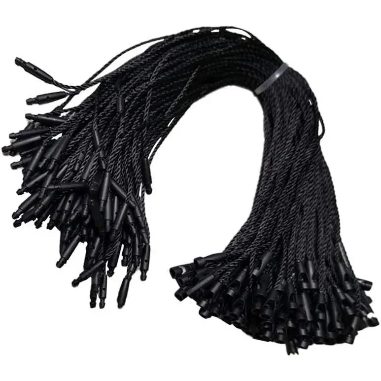 1000 count 7.5-inch Hang Tag Nylon String, Easy and Fast to Attach, Nylon Snap Lock Pin Loop Fastener Hook Ties for Clothes Tags, Price Tags, Shoes Snap Lock, Luggage Label (Black)
