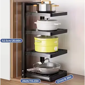 Adjustable Multi-Tier Pot Rack - Space-Saving Kitchen Organizer for Pots, Pans & Dishes | Heavy Duty Storage Shelf for Countertop, Under Sink & Corner # Cabinet