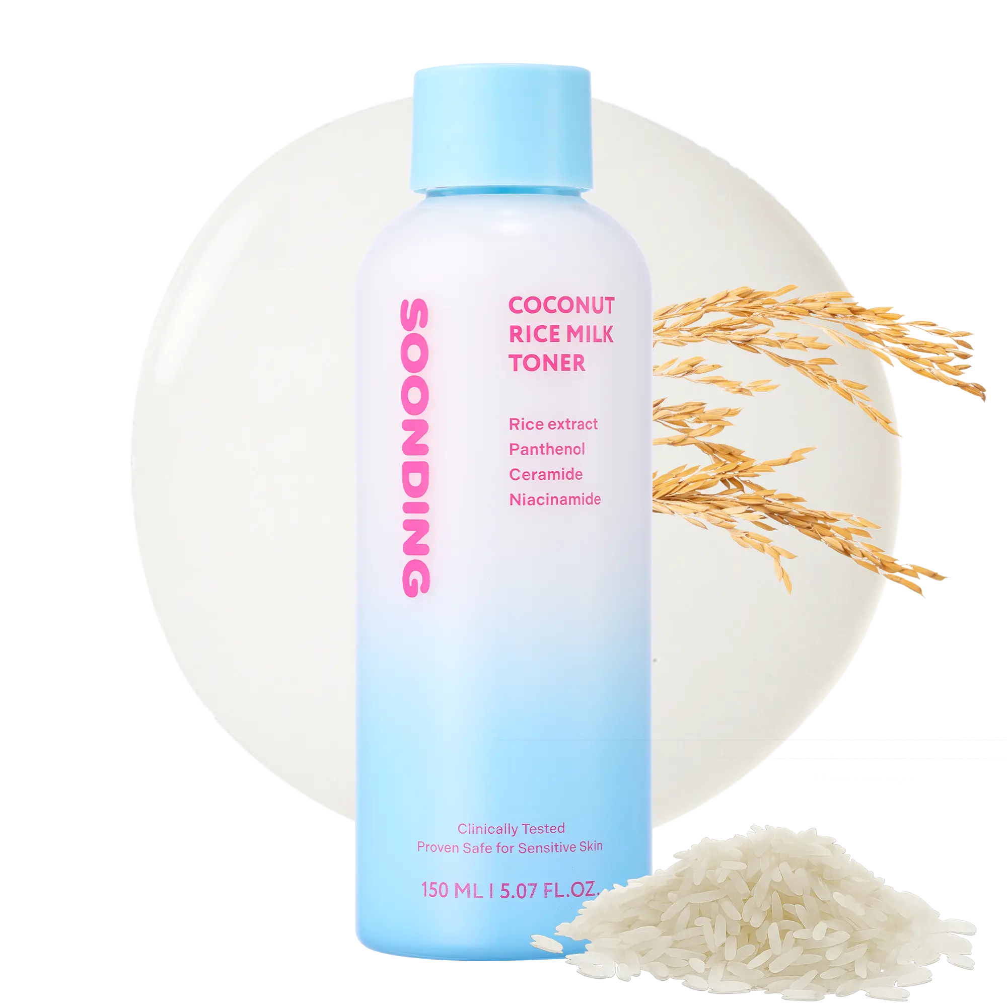 [SOONDING] Coconut Rice Milk Toner | Calming Hydration, Smooth Skin Texture and Strengthen Skin Barrier with Rice, Panthenol, Ceramide, AHA | Fragrance-Free, Korean Skin Care (150ml/ 5.07 fl oz)