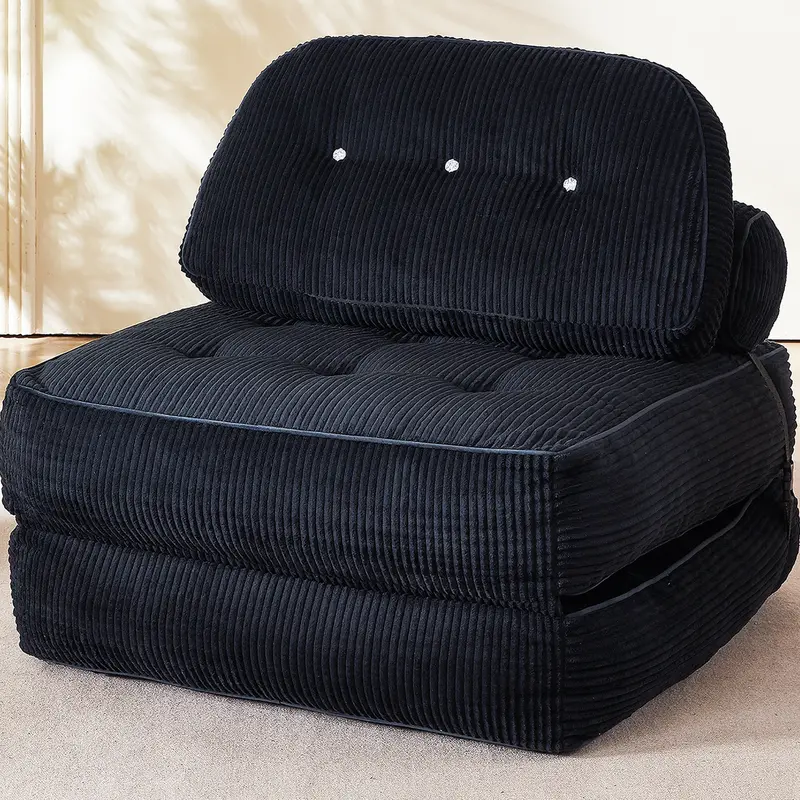 【Valentine’s Day Gift】 63.77" Boneless Foldable Sofa Bed by Neslako, Cloud Couch Sleeper Sofa with High Resilience Memory Foam, Removable Corduroy Cover, One Touch Folding Design, No Assembly