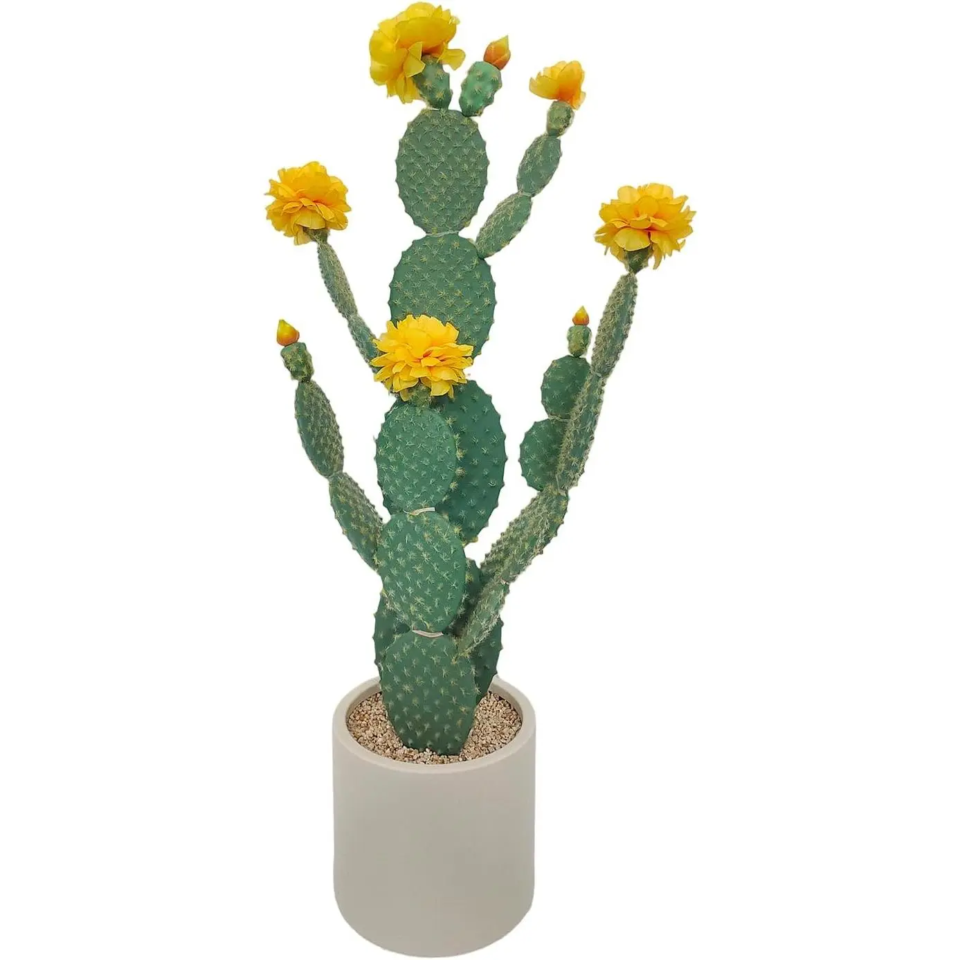 GARVEE Artificial Cactus Plant, Tall UV Resistant Faux Cactus Plant, Realistic Texture Tall Fake Plant, Faux Desert Cacti Plant with Planter,Yellow&Green
