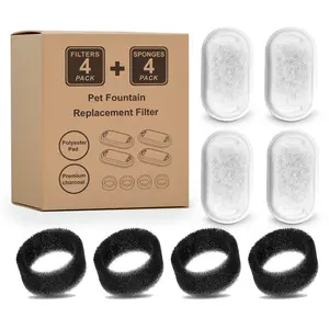 4/8/12Set Cat Fountain Replacement Filter, 3.2L/108oz Stainless Steel Pet Water Fountain Filter , Multi-Layer Filtration System, Cat and Dog Fountain Accessories