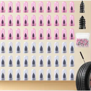 61PCS Tire Repair Rubber Nail Kit, Premium Spiral Screw-in Tire Plugs with 2 Sizes, Emergency Roadside Flat Tire Fix Tool for Car Truck Motorcycle Tractor ATV SUV - Fast Self Service Repair
