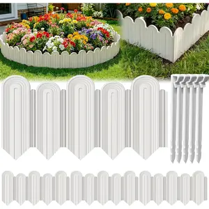 20 count 21ft (5.5'' Exposed Height) White Garden Edging Border, Plastic Landscape Edging, Can 90? Installation, for Flower Bed Edging,Yard Decorative Border