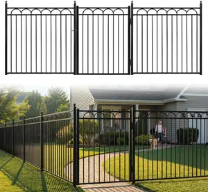 Fencer Wire Heavy Duty Garden Fence Border, 5FT Wide Decorative Arc Fence with 5FT Height Panels, Gate, Posts, Connectors, Metal Fencing Barrier for Residential, Yard, Pool, Patio