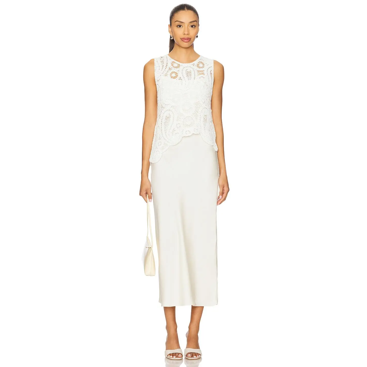 ASTR the Label Martina Sweater Dress in White Champagne