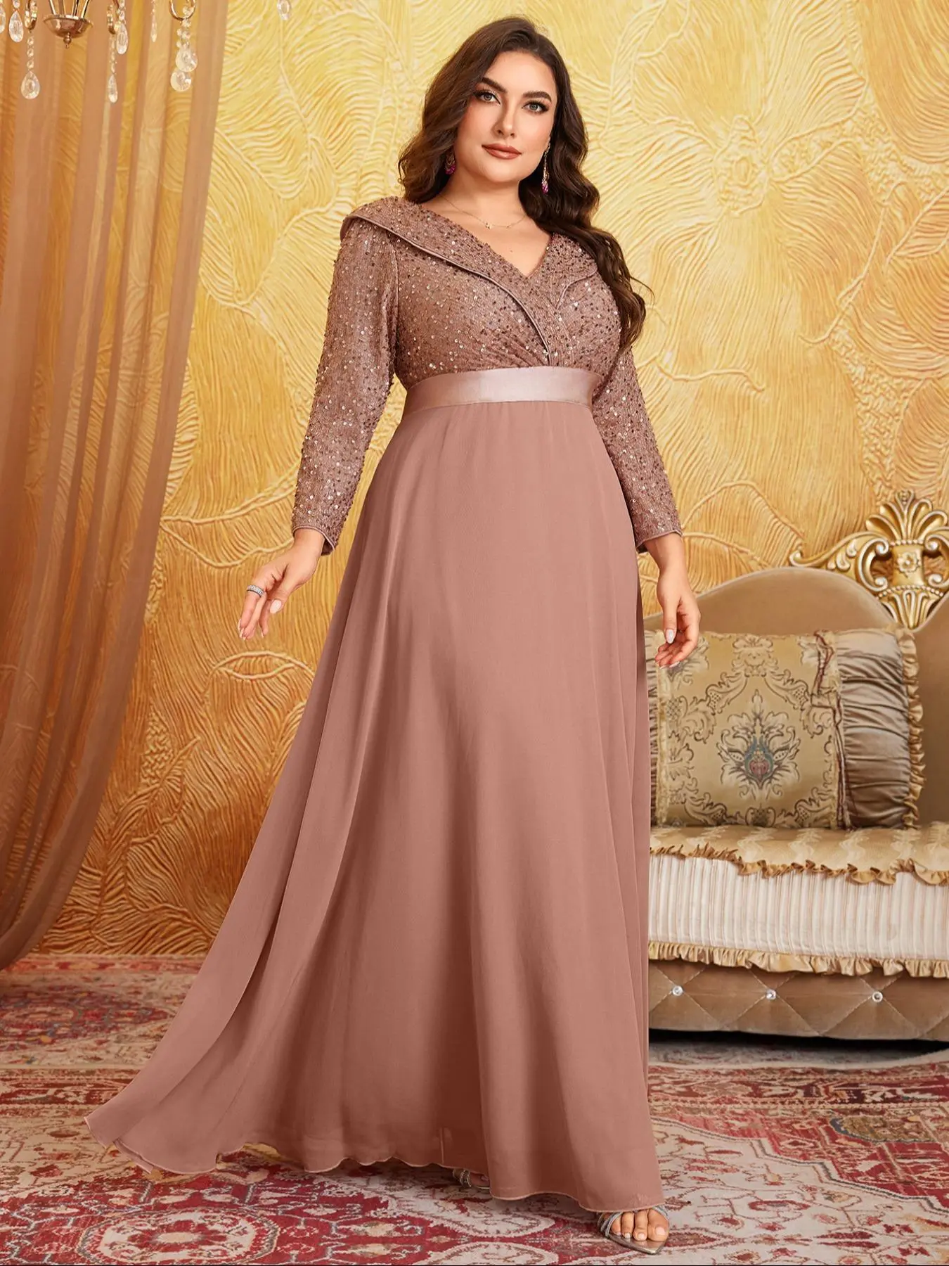 Plus Size Sequin And Chiffon Maxi Dress Wholesale Plus Size Evening Dress For Women Chiffon Maxi Plus Size Sequin And Chiffon Maxi Dress Wholesale Plus Size Evening Dress For Women Chiffon Maxi