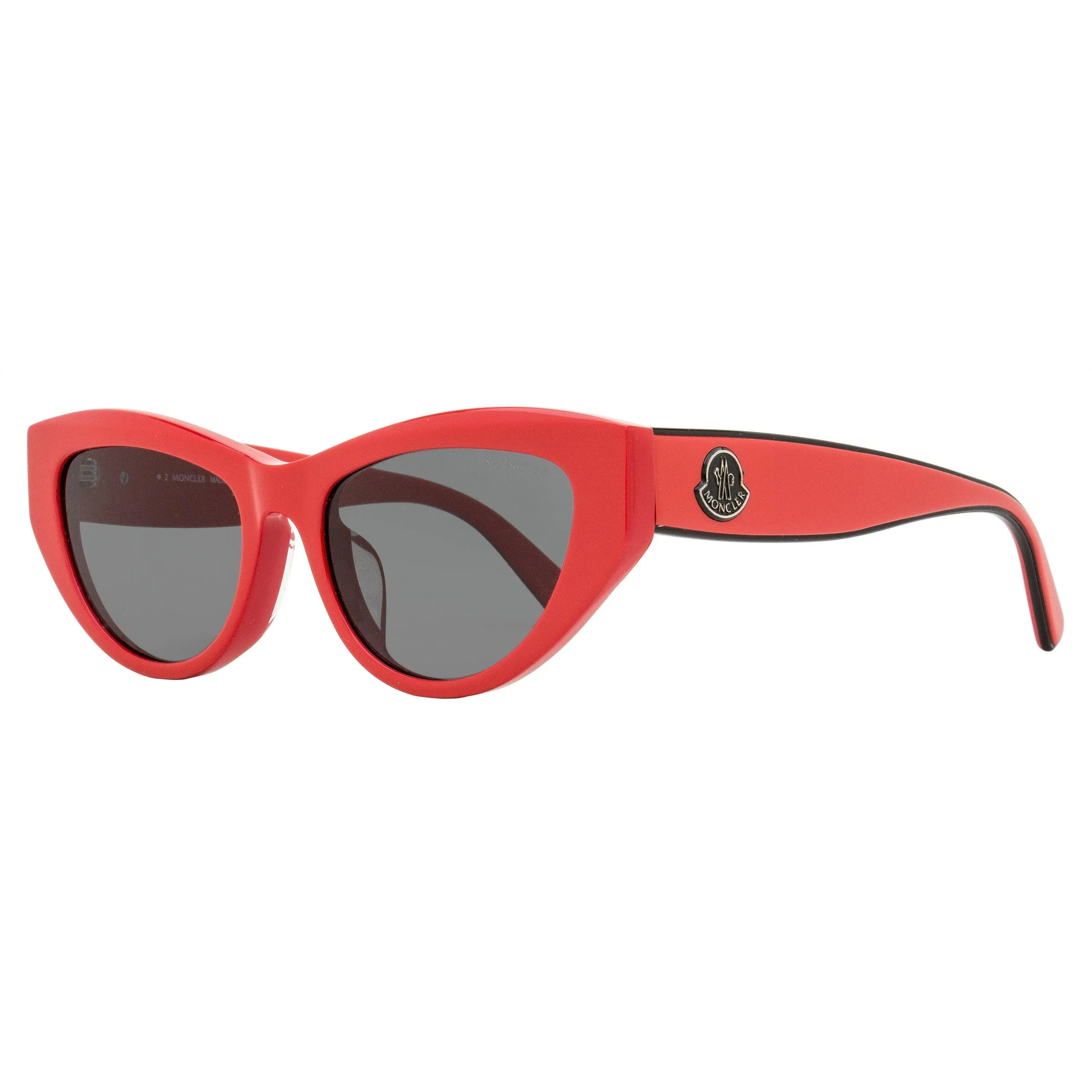 Moncler Modd Alt Fit Sunglasses ML0258F 66A, Red, 53mm, Durable Stylish Acetate Sunglasses with UV Protection & Emblem Accents, Durable Sunglasses, Stylish Sunglasses
