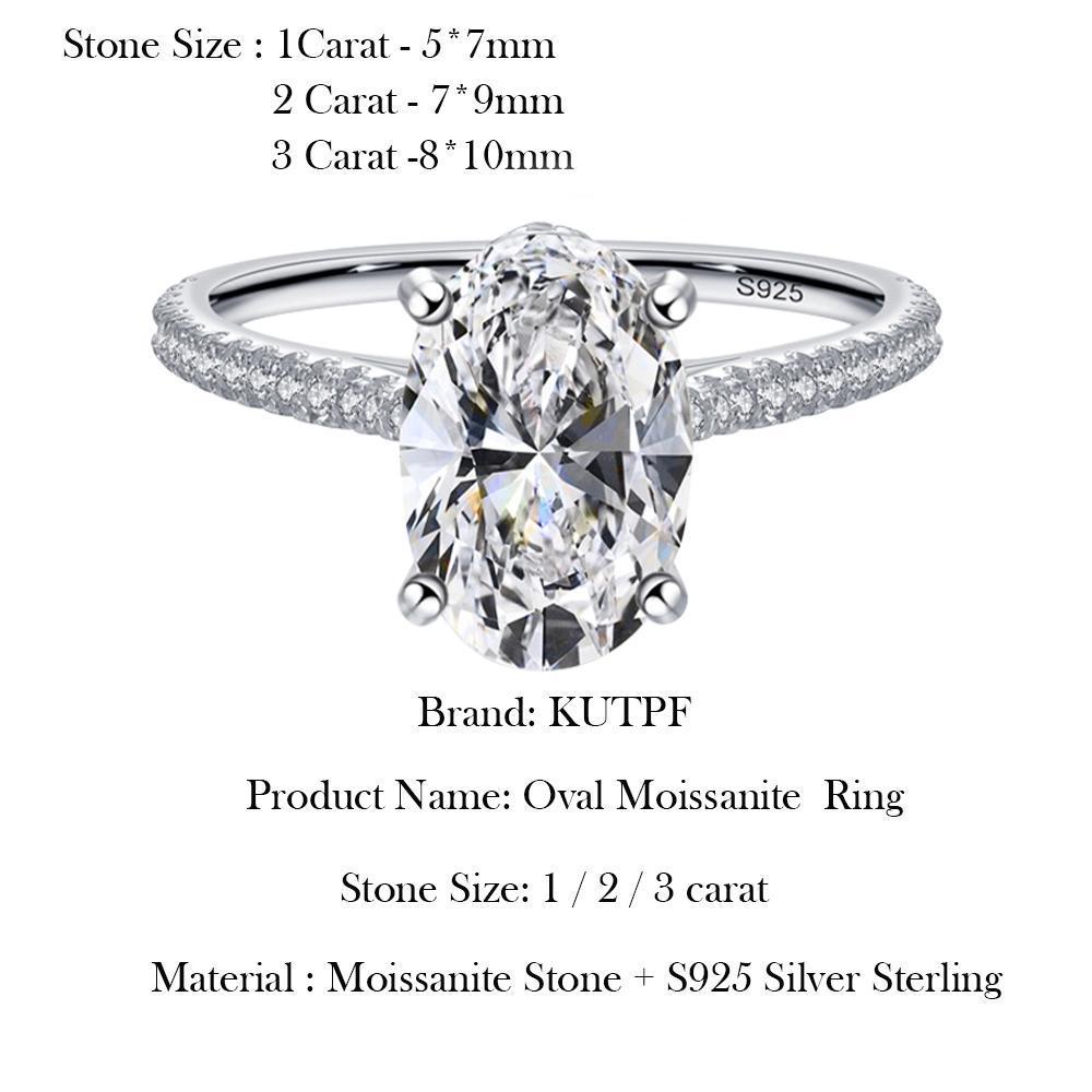 Oval Cut Full Moissanite Engagement Ring for Women  S925 Silver1/2/3/4Carat Hidden Halo Diamond Wedding Rings with Certificates