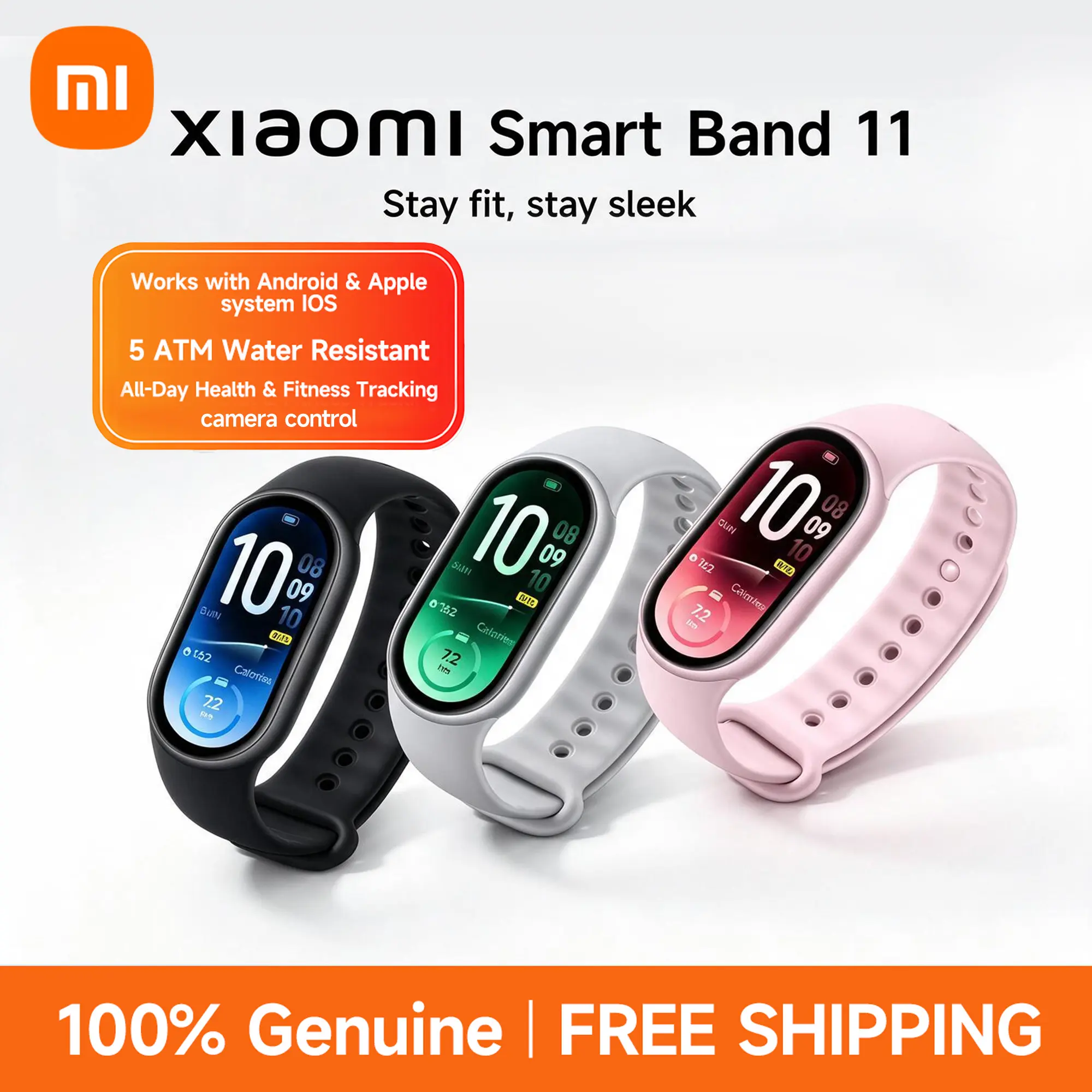 Xiaomi Smart Band 11 Fitness Tracker Silver, 1.72" AMOLED Screen,