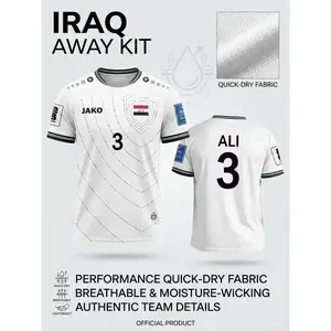 Personalized 2026 2026 Iraq National Team Jersey, Breathable Mesh Football Top,All Seasons Casual Style
