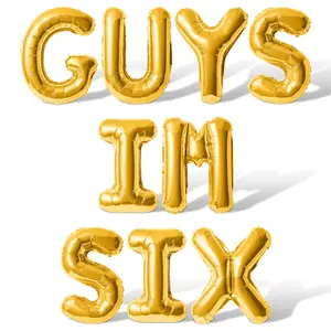 Letter Balloons - GUYS IM SIX 16" Inch Alphabet Letters Foil Mylar Balloon 6th Birthday Party Banner
