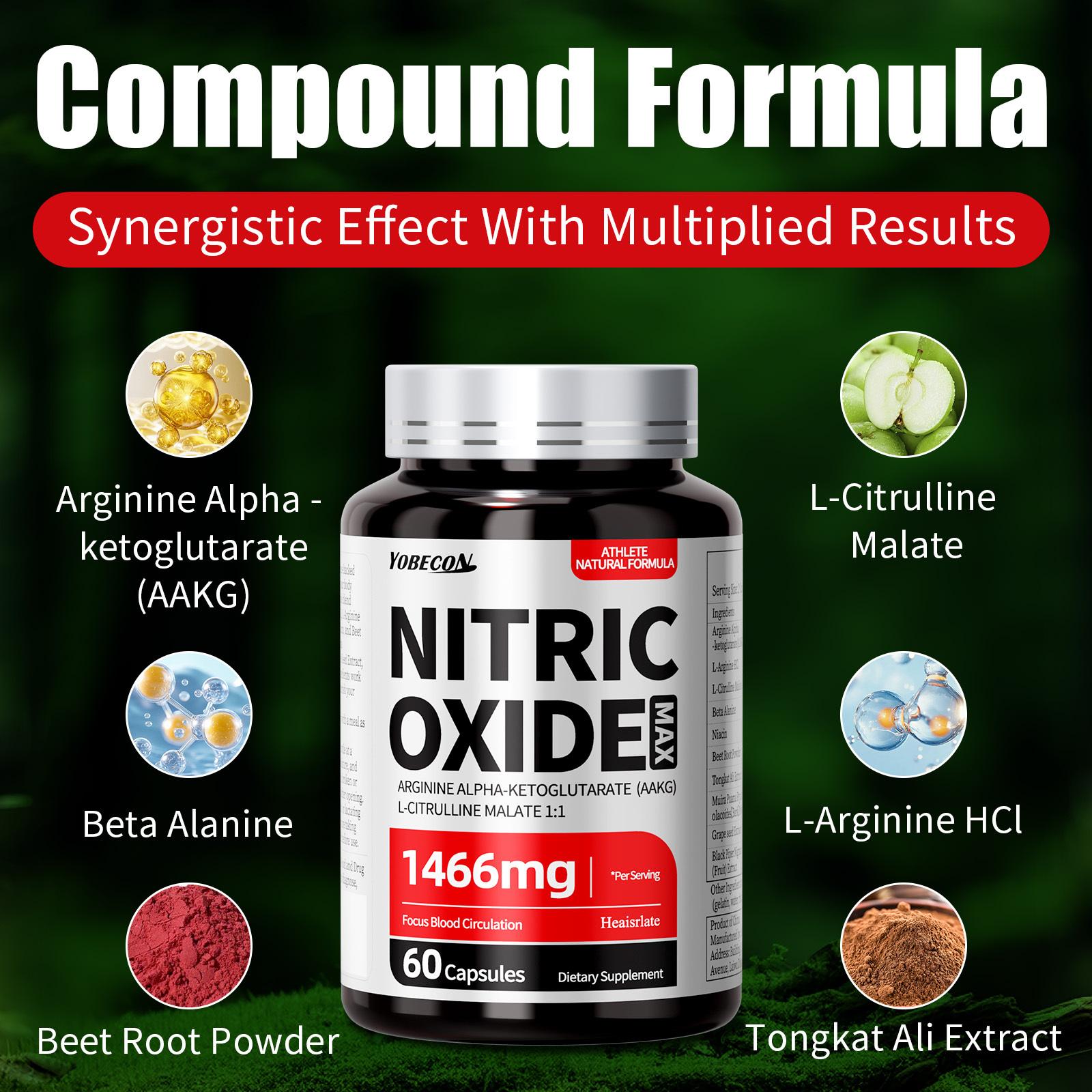Maximum load 10-in-1 nitric oxide supplement, contains 1466 mg of L-arginine, L-citrulline, beetroot, suitable as a Christmas gift, for office workers, fitness enthusiasts, adults, unisex