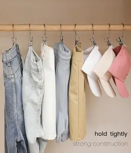 30 Counts Anti-Rust Clip Clothespins, Ultimate Lightweight Hanging Travel Hanger Organizer for Home & More, Suitable for clothes, hats, scarves, etc，Space-Saving Magic Hat & Pants Storage Rack with Laundry Hooks Metal Plastic Stainless Water Proof tiktoks