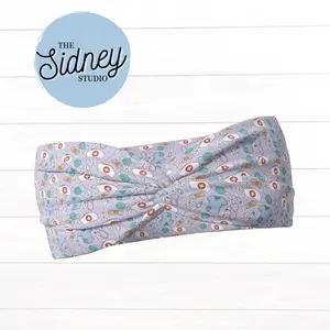 The Sidney Studio Purple Nurse Doodles Wide Twist Headband for Women Soft Double Brushed Polyester Stylish Practical Hair Accessories