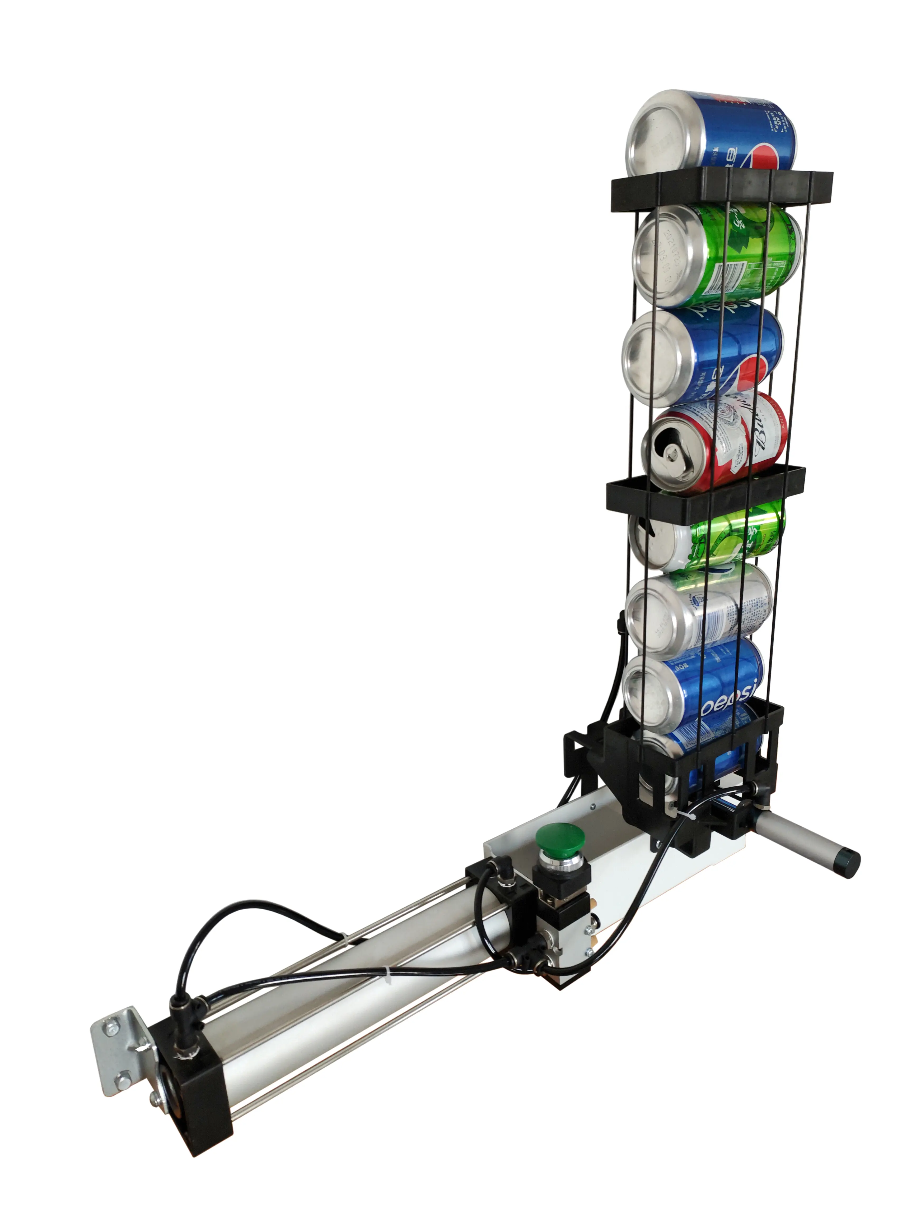 Auto Aluminum Can Crusher, Heavy Duty Pneumatic Cylinder Soda Beer Can Crusher, Eco-Friendly Recycling Tool (Automatic Button Feeding Style)
