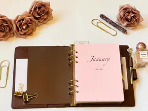 Rose & Parchment 2026 Monthly & Weekly Inserts Dated Detailed Fits Many Planners 4 Months Pink or White Paper Hole Punched for Easy Use