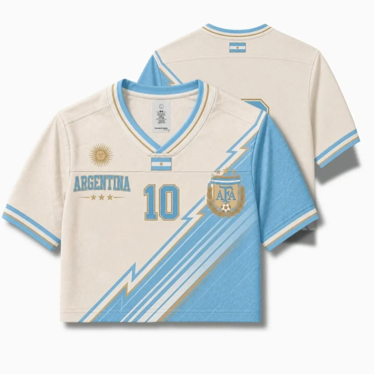 Custom Argentina Soccer Crop Top Jersey, Personalized Argentina Jersey Crop Tee, Game Day Shirt, Football Fan DSK