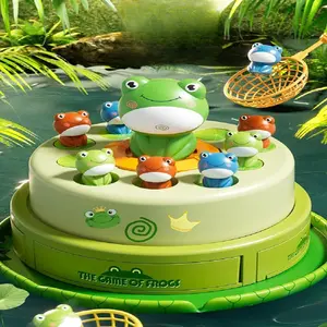 Electric Frog Spinning Top Toy, 1 Piece Parent-child Interactive Music Frog Spinner Toy, Hand-eye Coordination Training Toy Excluding 3 AA Battery