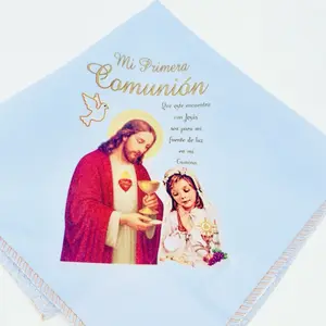 First Communion Favors 12pcs Napkins - 10x10” primera comunión Recuerdos, 100% Polyester,  Servilletas de tela