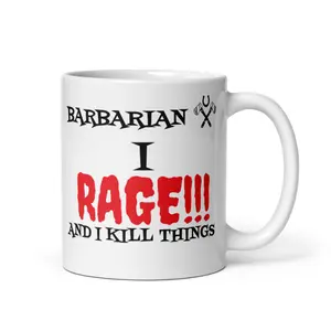 Barbarian Rage Mug – Funny D&D Coffee Mug for RPG Players (White)