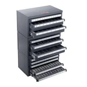 VEVOR Drill Bit Dispenser Cabinet, 3 Pieces Three-Drawer for 1/16 to 1/2 Letter Sizes A to Z, Five-Drawer Drill Bit Organizer for Wire Gauge Sizes #1 to #60, Stackable for Drill Bit Storage