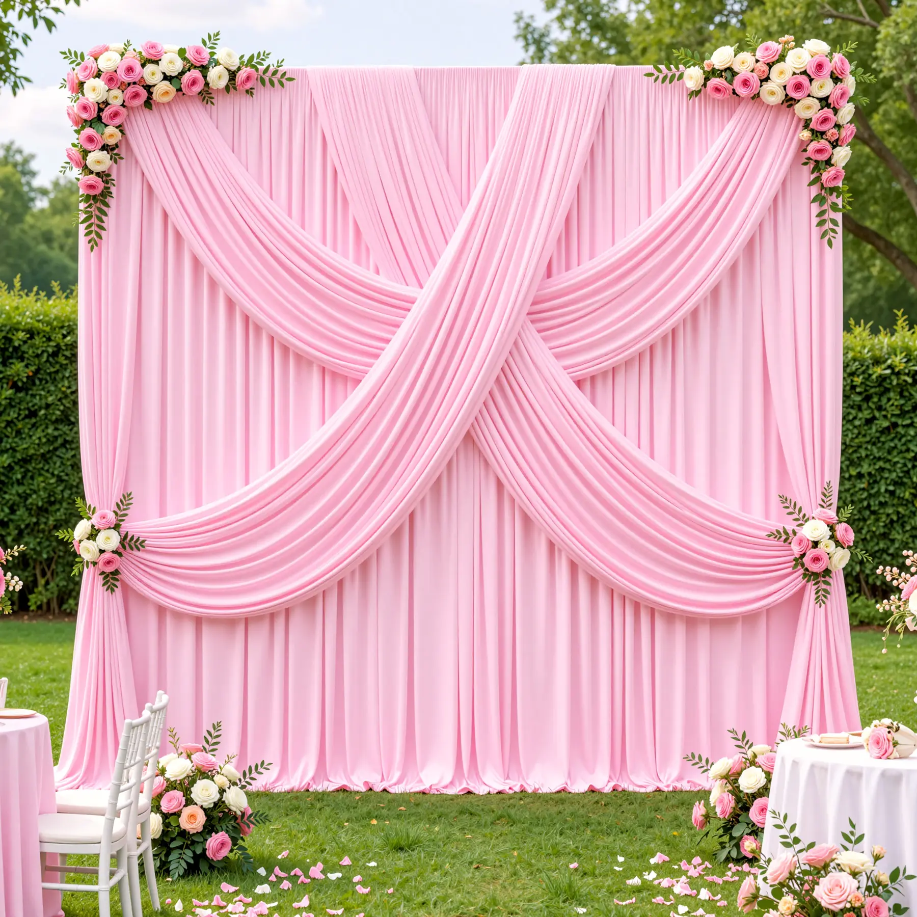 12 Panels Wrinkle-Free Polyester Backdrop Curtain Panels, Size in 5x7ft & 5x10ft , Soft Drapable Fabric for Wedding Ceremony Photo Booth Birthday Party Home Decor, Minor Color Variation Due To Lighting & Screen Displays