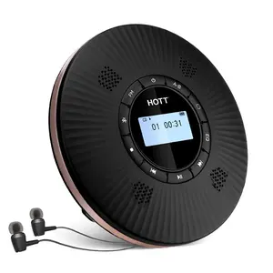 HOTT Rechargeable USB Wireless Portable CD Player with FM Radio Transmission Function for Car, 4 Speaker, ASP Shockproof, Personal AUX MP3/CD Music Disc Player