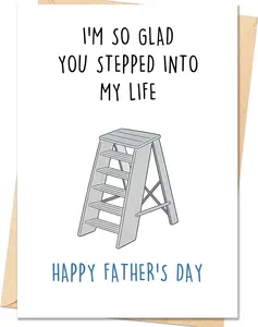 IDU Step Dad Fathers Day Card, Step Dad & Bonus Dad Fathers Day Card Gifts, Happy Father's Day Cards Gifts Decorations for Stepdad, Funny Thank You Step Father's Cards with Envelope | Gift Card with Envelope