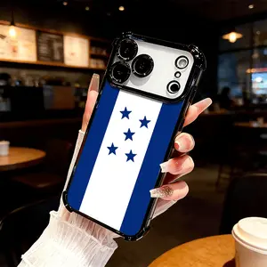 Honduras Flag Four Comer Ant-Fall Phone Case Transparent Electroplated Protective Cover for iPhone 17 16 Pro Max 15 Air Plus 14 13 12 11E