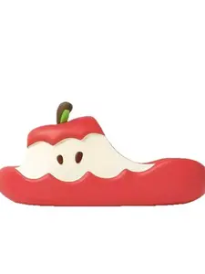 New Apple Design Cartoon Slippers, Cute Indoor Comfortable Thick Sole Couple Sandals, Suitable for Dorm Use, Summer Shoes