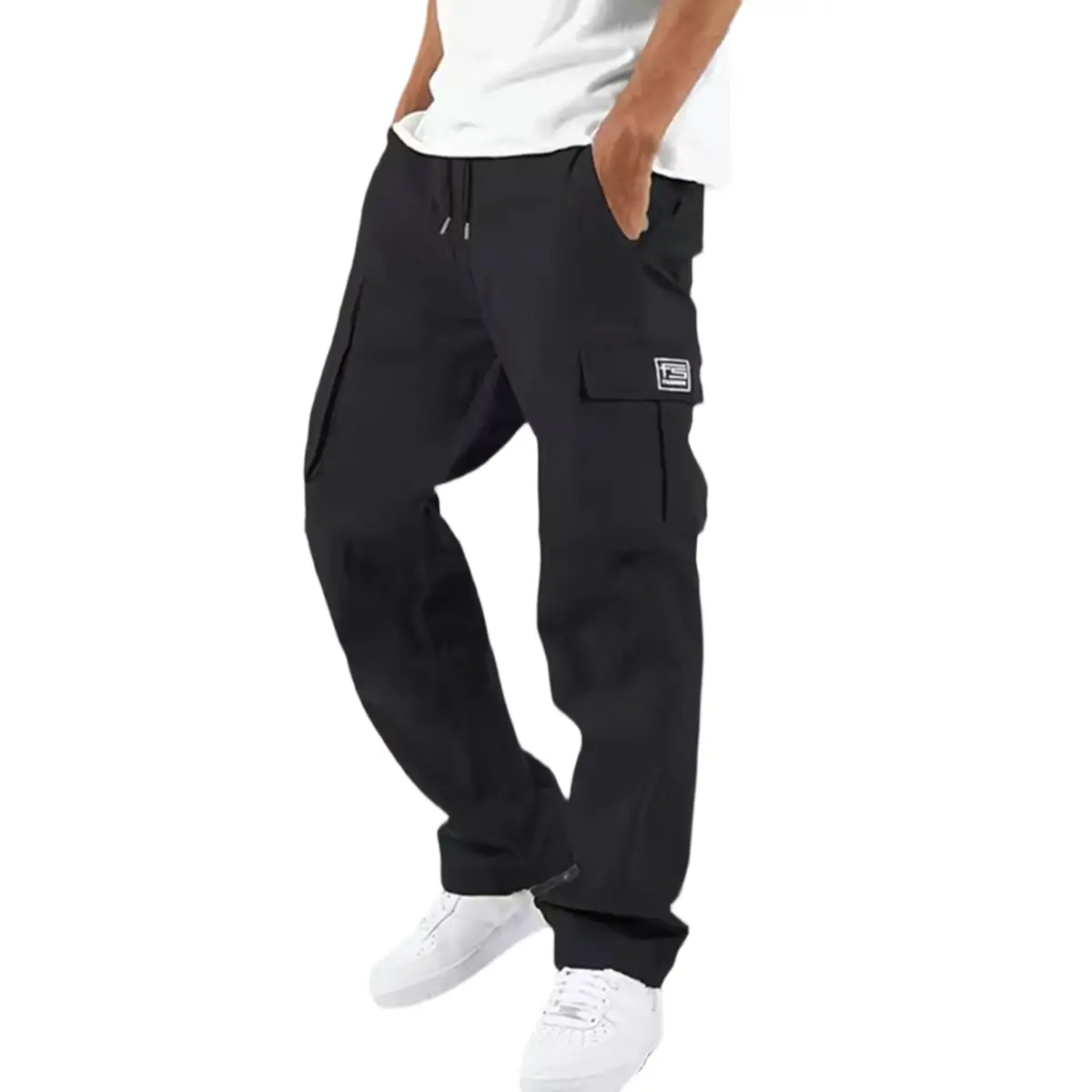 Men's Casual Loose-Fit Cargo Pants - Breathable Outdoor Hiking Trousers with Multiple Drawstring Cargo Pockets, Adjustable Waist, Menswear Bottoms, Drawstring Cargo Pockets Men's Pants