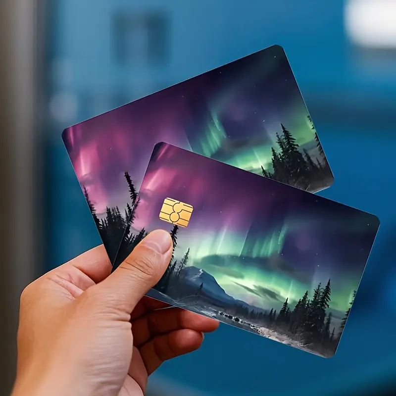 Northern Lights Credit Card Skin, Aurora Borealis Debit Card Sticker Cover, Scenic Night Sky Waterproof Vinyl Card Wrap