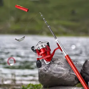 Fishing Set (1 Rod + 1 Wheel) - Pen Shape, Equipped with Spinning Wheel, Mini Portable Fishing Rod - Mini Fishing Set, Portable Ice Fishing Sea Rod