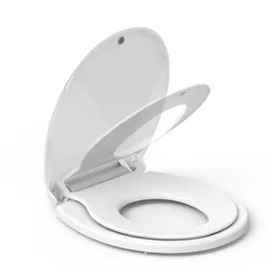GARVEE Magnetic Built-in Potty Training Toilet Seat with Slow Close, Secure Fit, Round White 17 Inch, Fits Adults and Children, Easy Installation for Comfortable Use