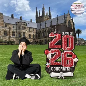2dflat 2026 Large 35 Inch Graduation Yard Sign, Congrats Grad Lawn Decor, Class of 2026 Name Yard Sign with Stakes, Outdoor Party Supplies, Graduation Decorations