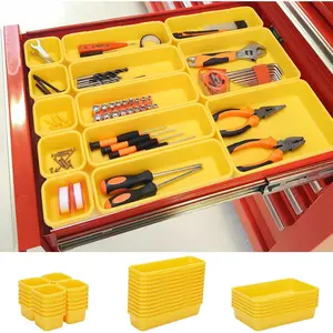 42 Pack Tool Box Organizer Tool Tray Dividers, Rolling Tool Chest Cart Cabinet Workbench Desk Drawer Organization and Storage for Hardware, , Screws, Nuts, Small Tools Organization(Yellow)