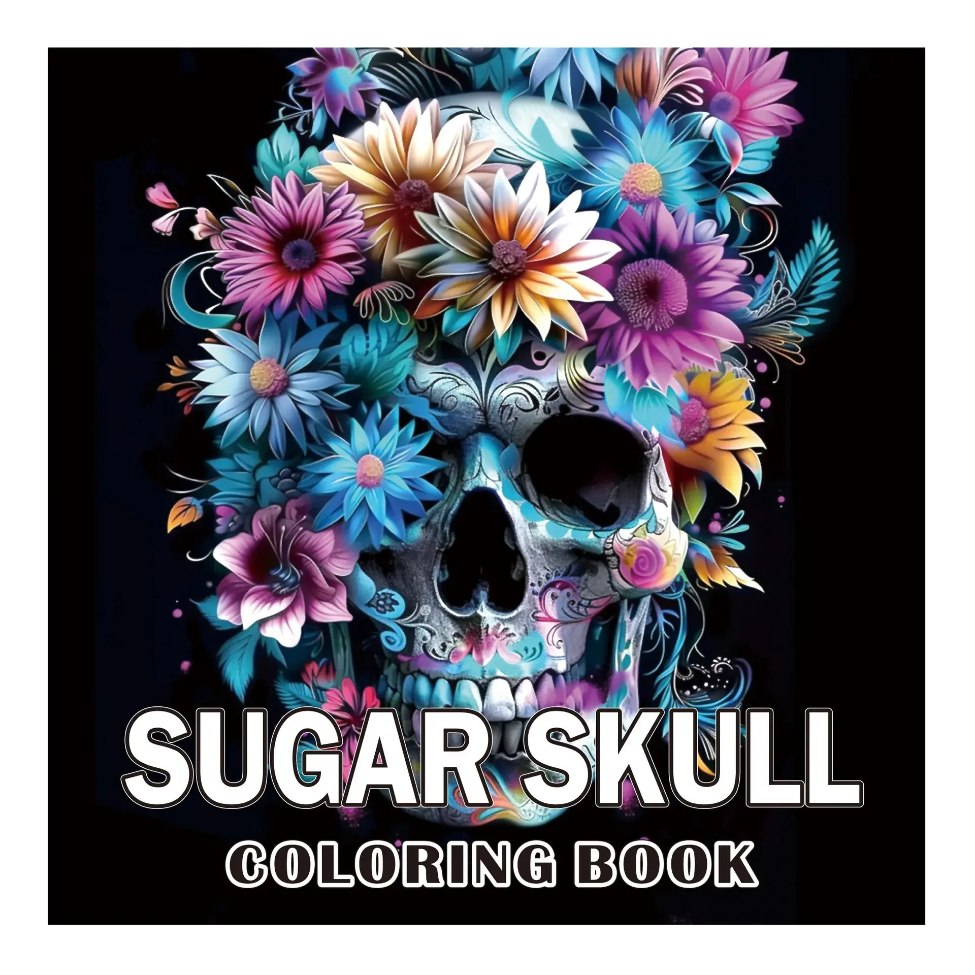 Flower & Skull Pattern Coloring Book, 24 Pages Coloring Book, DIY Painting Supplies for Adults & Teens, without Paint, Art