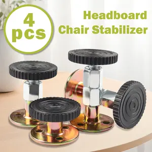 ​​4 Counts Adjustable Threaded Headboard Stoppers Fixer, No-Drill Metal Bed Frame Anti-Shake Stabilizer for Beds and Sofas​