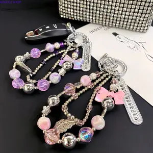 2026 Luxury Beaded Wristlet Strap, Rhinestone Butterfly Charm Phone Chain, Stylish Beaded Accessory for Phone Case, Handbag, Car Keys & Purse Decoration, Trendy Fashion Gift for Women