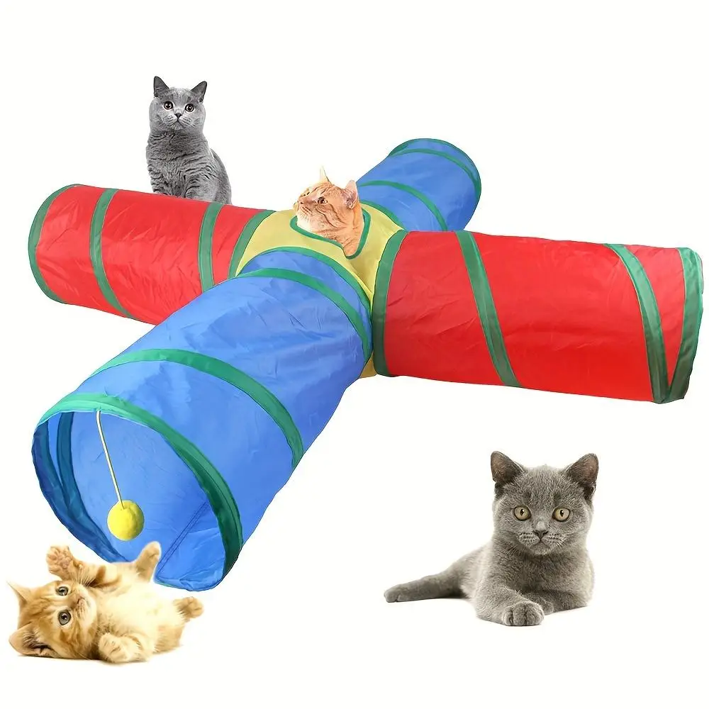 Foldable Cat Tunnel, Cat Tunnel with Cat Toys, Interactive Cat Tunnel, Fun Indoor Cat Toy, Pet Supplies, Dog & Cat Accessories