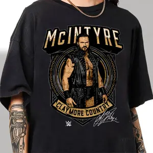 Drew McIntyre WWE Shirt - Drew McIntyre Claymore Country Shirt WWE Merchandise, Classic Wrestling Jersey, Vintage Wrestling Tees Shirt